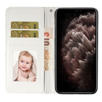 For iPhone 12 / 12 Pro Oil Embossed 3D Drawing Leather Phone Case(Lace Flower) - Image 4