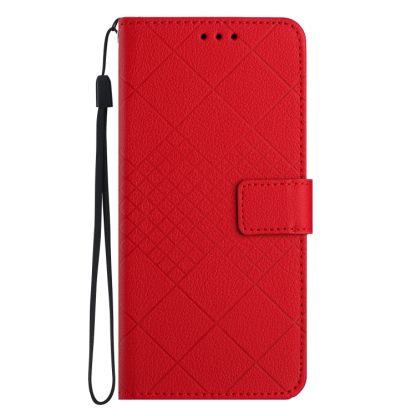 For iPhone 13 Pro Rhombic Grid Texture Leather Phone Case(Red) - Image 2