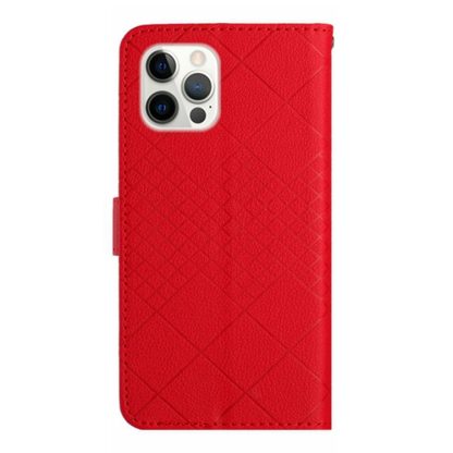 For iPhone 13 Pro Rhombic Grid Texture Leather Phone Case(Red) - Image 3