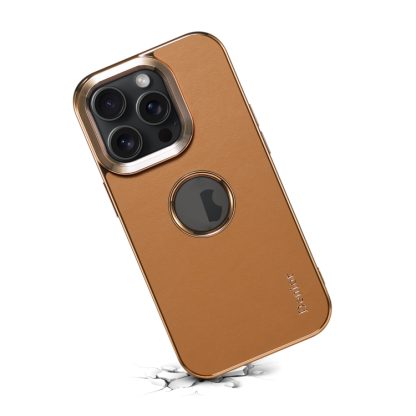 For iPhone 14 Pro Denior Fragrant Calf Texture Electroplating Phone Case(Khaki) - Image 4