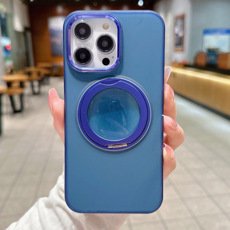 For iPhone 14 Plus MagSafe 360 Rotate Ring Holder PC Phone Case(Dark Blue) - Image 2