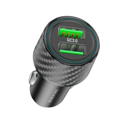 BOROFONE BZ21A Brilliant QC3.0 Dual USB Ports Fast Charging Car Charger(Black) - Image 2