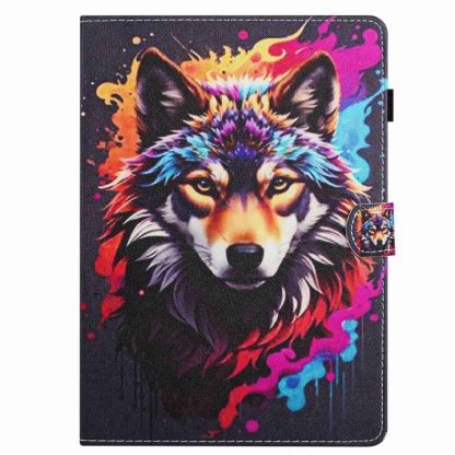 For iPad 10.2 2020 / 2019 Painted Pattern Stitching Smart Leather Tablet Case(Colorful Wolf) - Image 2