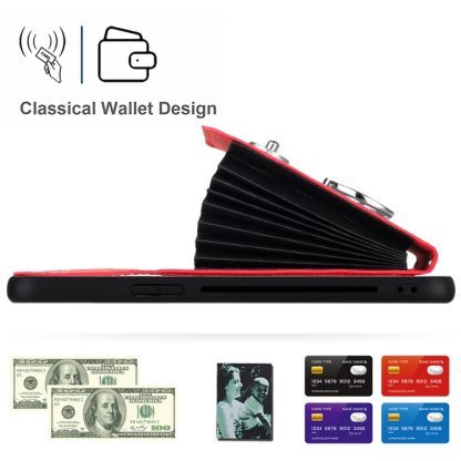 For iPhone 12 Pro Organ Card Bag Ring Holder Phone Case(Red) - Image 3