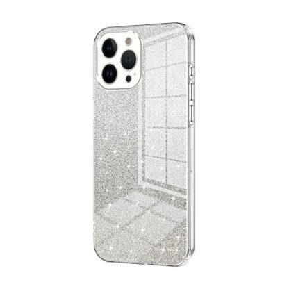 For iPhone 13 Pro Max Gradient Glitter Powder Electroplated Phone Case(Transparent)