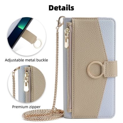 For iPhone 14 Plus Crossbody Litchi Texture Leather Phone Case(Blue) - Image 2