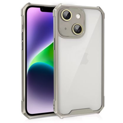 For iPhone 14 Plus Shockproof Acrylic Phone Case with Lens Glass Film(Grey)