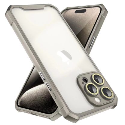 For iPhone 14 Plus Shockproof Acrylic Phone Case with Lens Glass Film(Grey) - Image 2