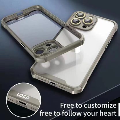 For iPhone 14 Plus Shockproof Acrylic Phone Case with Lens Glass Film(Grey) - Image 3