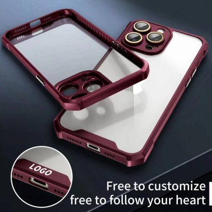 For iPhone 13 Shockproof Acrylic Phone Case with Lens Glass Film(Wine Red) - Image 3