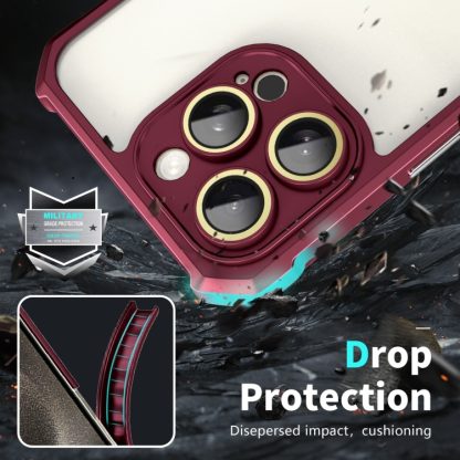 For iPhone 13 Shockproof Acrylic Phone Case with Lens Glass Film(Wine Red) - Image 4