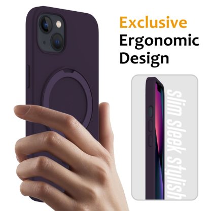 For iPhone 14 MagSafe Magnetic Liquid Silicone Phone Case with Ring Holder(Purple) - Image 2