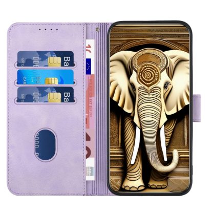 For iPhone 13 YX0060 Elephant Head Embossed Phone Leather Case with Lanyard(Light Purple) - Image 3