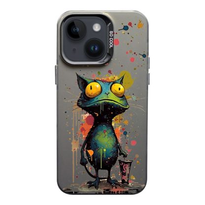 For iPhone 14 Color Ink Frosted PC+TPU Phone Case(Frog)