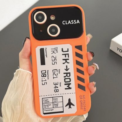 For iPhone 14 Ticket Pattern Large Window TPU Phone Case(Orange)