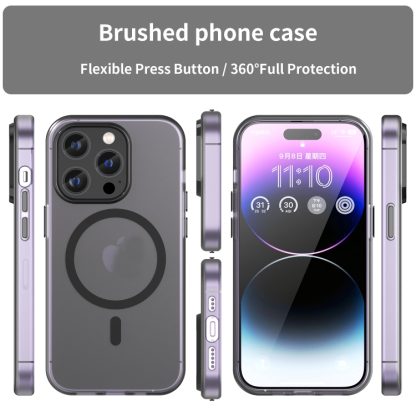 For iPhone 14 Pro MagSafe Frosted Translucent TPU + PC Full Coverage Phone Case(Black) - Image 2