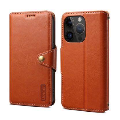 For iPhone 13 Pro Denior Cowhide Texture Wallet Style Leather Phone Case(Brown)