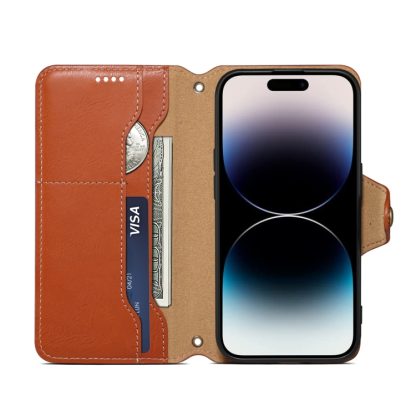 For iPhone 13 Pro Denior Cowhide Texture Wallet Style Leather Phone Case(Brown) - Image 4