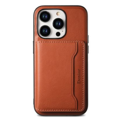 For iPhone 14 Denior Cowhide Texture Leather MagSafe Detachable Wallet Phone Case(Brown) - Image 3