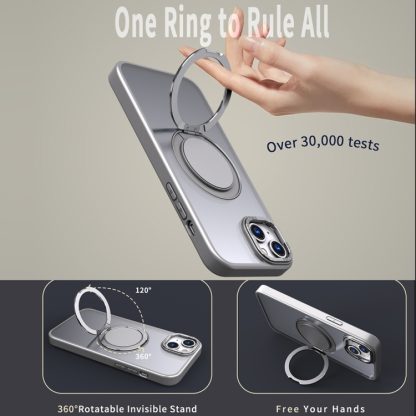 For iPhone 14 Plus 360-degree Rotating MagSafe Magnetic Holder Phone Case(Titanium Grey) - Image 4