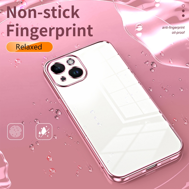 For iPhone 14 Transparent Plating Fine Hole Phone Case(Pink) - Image 4