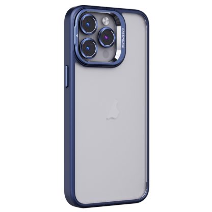 For iPhone 13 Pro Max Invisible Lens Holder PC + TPU Frosted Phone Case(Dark Blue)