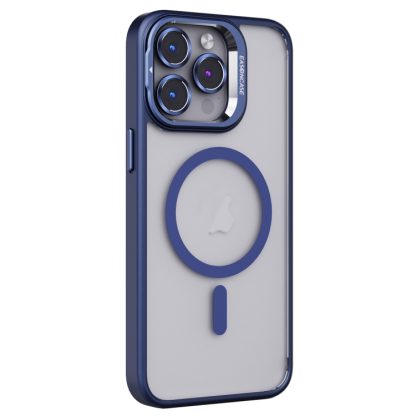 For iPhone 13 Pro Max Invisible Lens Holder PC + TPU Frosted MagSafe Phone Case(Dark Blue)