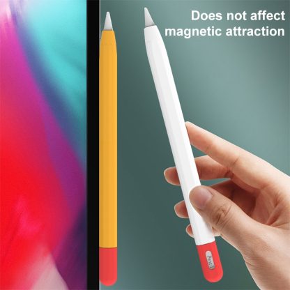 For Apple Pencil (USB-C) Stylus Pen Protective Cover with Nib Cover(White+Red) - Image 3