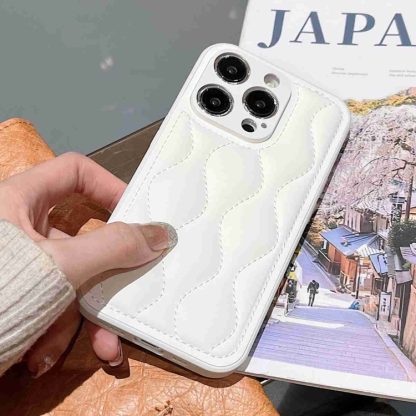 For iPhone 13 Pro Fine Hole 8-shaped Texture Eiderdown Airbag Phone Case(White) - Image 2