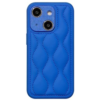 For iPhone 15 Fine Hole 8-shaped Texture Eiderdown Airbag Phone Case(Blue)