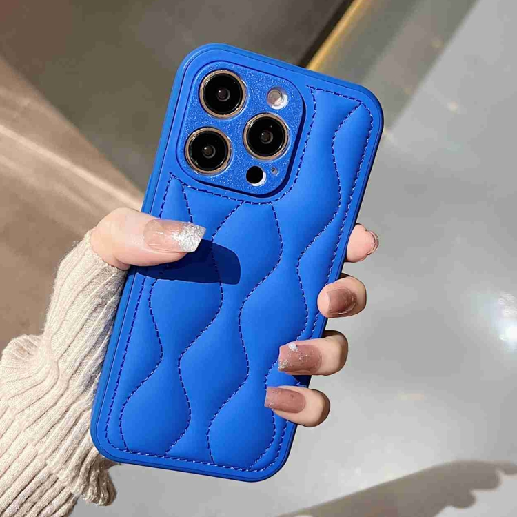 For iPhone 15 Fine Hole 8-shaped Texture Eiderdown Airbag Phone Case(Blue) - Image 2