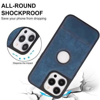 For iPhone 15 Pro Max Splicing Sewing Hollow Cutout PU Phone Case(Blue) - Image 4