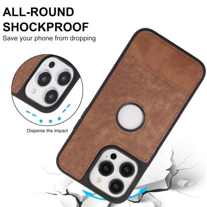 For iPhone 13 Splicing Sewing Hollow Cutout PU Phone Case(Brown) - Image 4