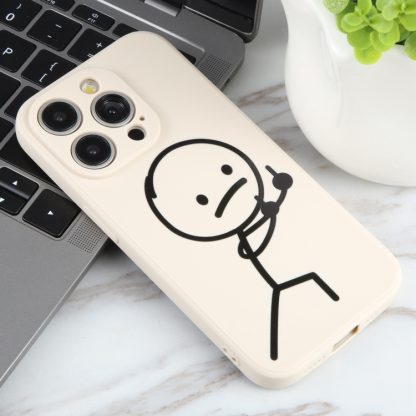 For iPhone 13 Pro Max Stickman Pattern Liquid Silicone Phone Case(White) - Image 2