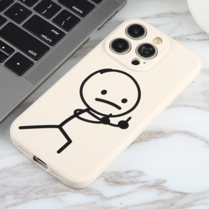 For iPhone 13 Pro Max Stickman Pattern Liquid Silicone Phone Case(White) - Image 3