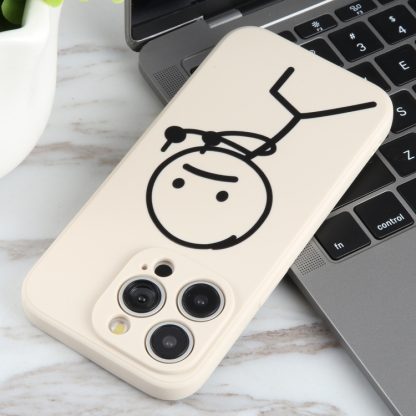 For iPhone 13 Pro Max Stickman Pattern Liquid Silicone Phone Case(White) - Image 4