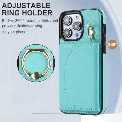 For iPhone 12 Pro Max YM007 Ring Holder Card Bag Skin Feel Phone Case(Green) - Image 2