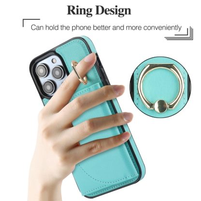 For iPhone 12 Pro Max YM007 Ring Holder Card Bag Skin Feel Phone Case(Green) - Image 3