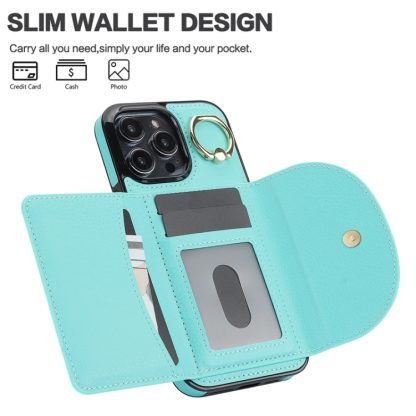 For iPhone 12 Pro Max YM007 Ring Holder Card Bag Skin Feel Phone Case(Green) - Image 4