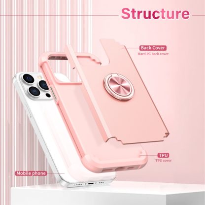 For iPhone 13 Pro Max L2 Rotating Ring Holder Magnetic Phone Case(Rose Gold) - Image 2