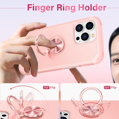 For iPhone 13 Pro Max L2 Rotating Ring Holder Magnetic Phone Case(Rose Gold) - Image 3