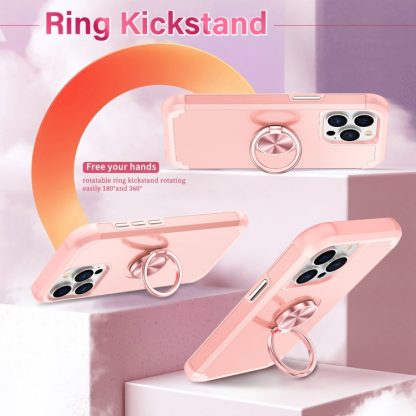 For iPhone 13 Pro Max L2 Rotating Ring Holder Magnetic Phone Case(Rose Gold) - Image 4