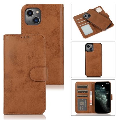 For iPhone 15 2 in 1 Detachable Phone Leather Case(Brown)