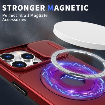 For iPhone 14 Pro Camshield MagSafe Ring Holder Armor Phone Case(Red) - Image 3