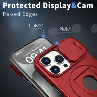 For iPhone 14 Pro Camshield MagSafe Ring Holder Armor Phone Case(Red) - Image 4