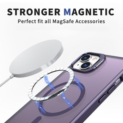 For iPhone 15 Metal Invisible Camera Holder MagSafe Magnetic Phone Case(Purple) - Image 2