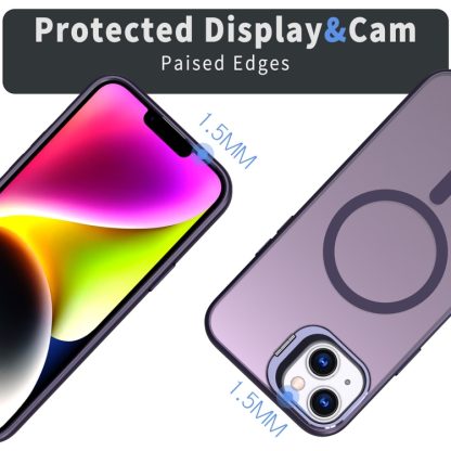 For iPhone 15 Metal Invisible Camera Holder MagSafe Magnetic Phone Case(Purple) - Image 3