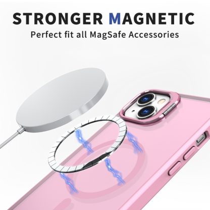 For iPhone 14 Metal Invisible Camera Holder MagSafe Magnetic Phone Case(Pink) - Image 2