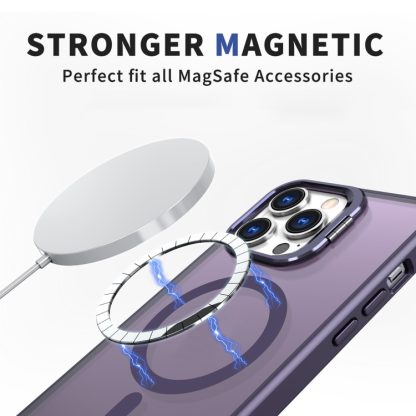 For iPhone 13 Pro Max Metal Invisible Camera Holder MagSafe Magnetic Phone Case(Purple) - Image 2