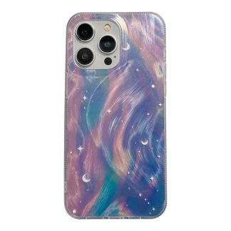 For iPhone 15 Pro Max Dual-Layer Gradient Dream Starry Acrylic Hybrid TPU Phone Case(Blue Purple)